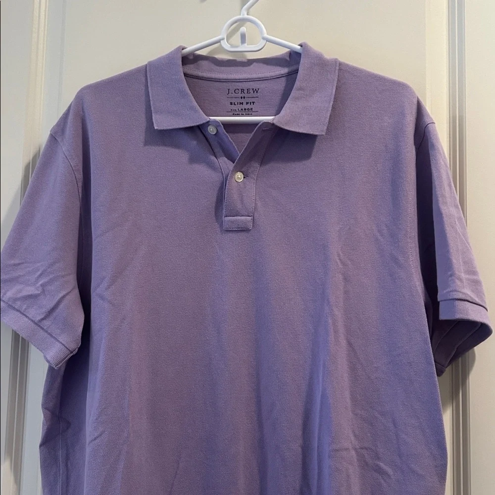J. Crew 1/4 button Polo Short Sleeve Slim Fit Shirt cotton men’s size L lavender